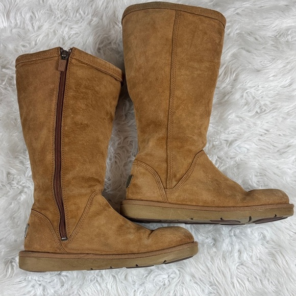 UGG Shoes - UGG Kenly Winter Tall Chestnut Suede Side Zip Boots Womens Size 6